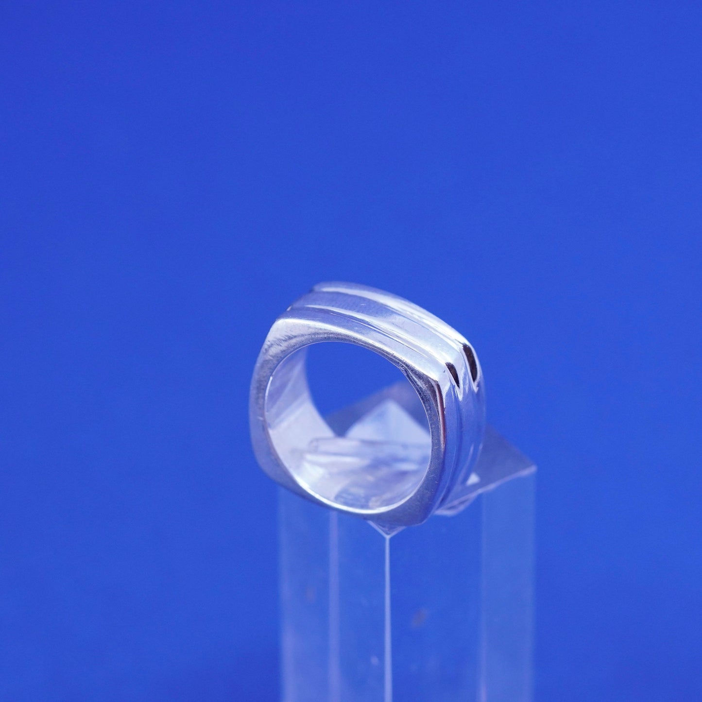 Size 6.25, Sterling silver handmade ring, Mexico square ribbed 925 men’s band