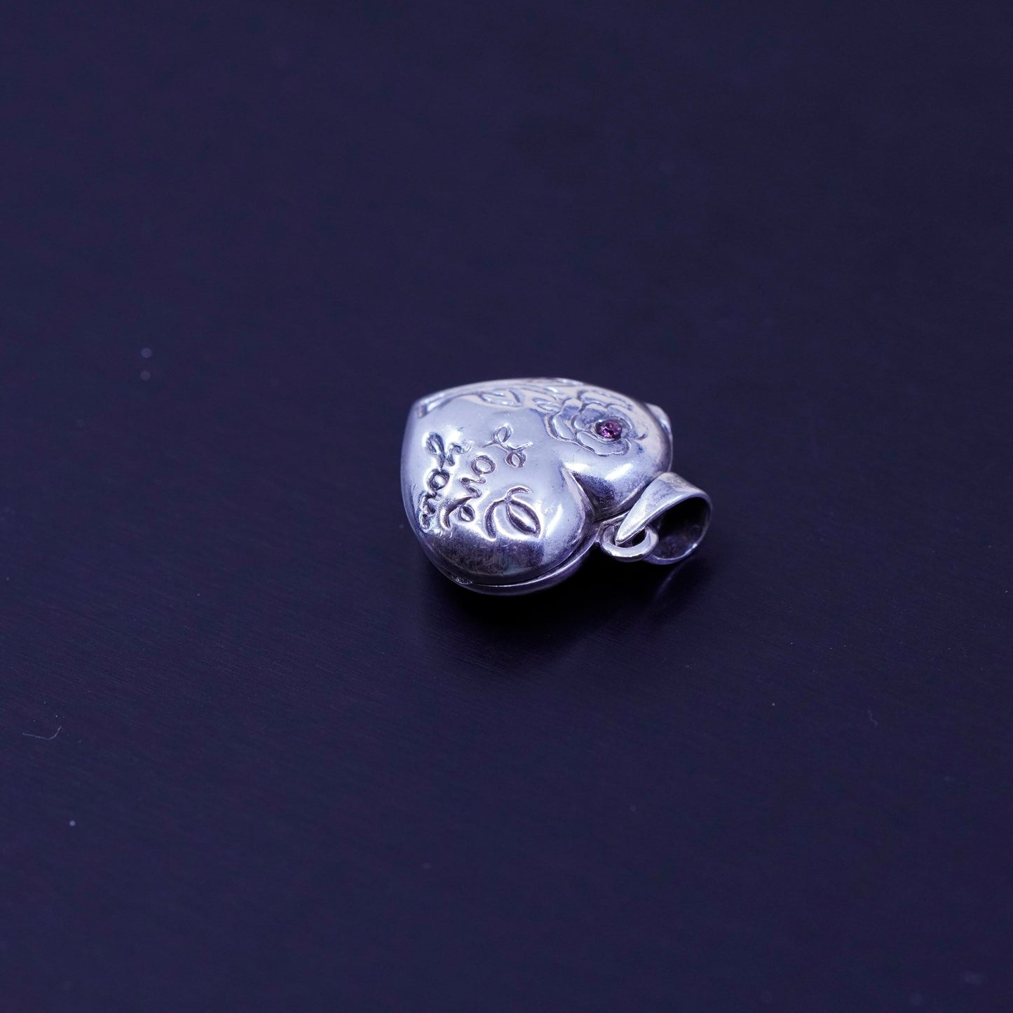 Antique Sterling silver charm, 925 heart photo locket flower and “I love you