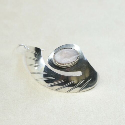 Vtg navajo huge 925 Sterling Silver Wings with pink MOP, Native American