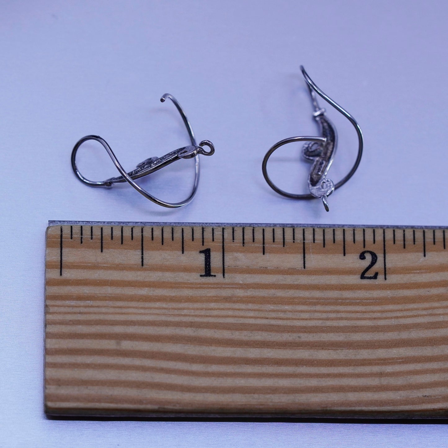 Vintage Sterling 925 silver handmade swirly earrings