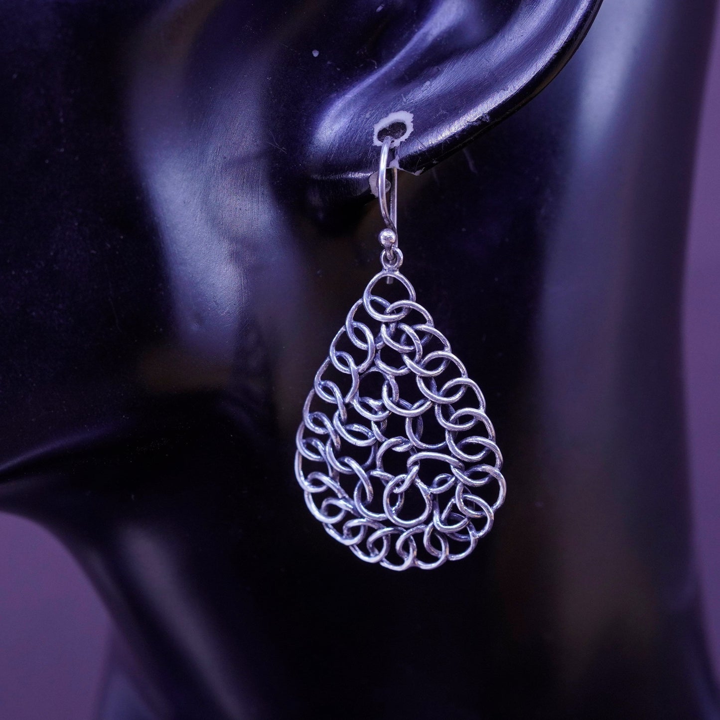 Retired Silpada Sterling 925 Silver W1519 925 Hammered mesh wired Earrings