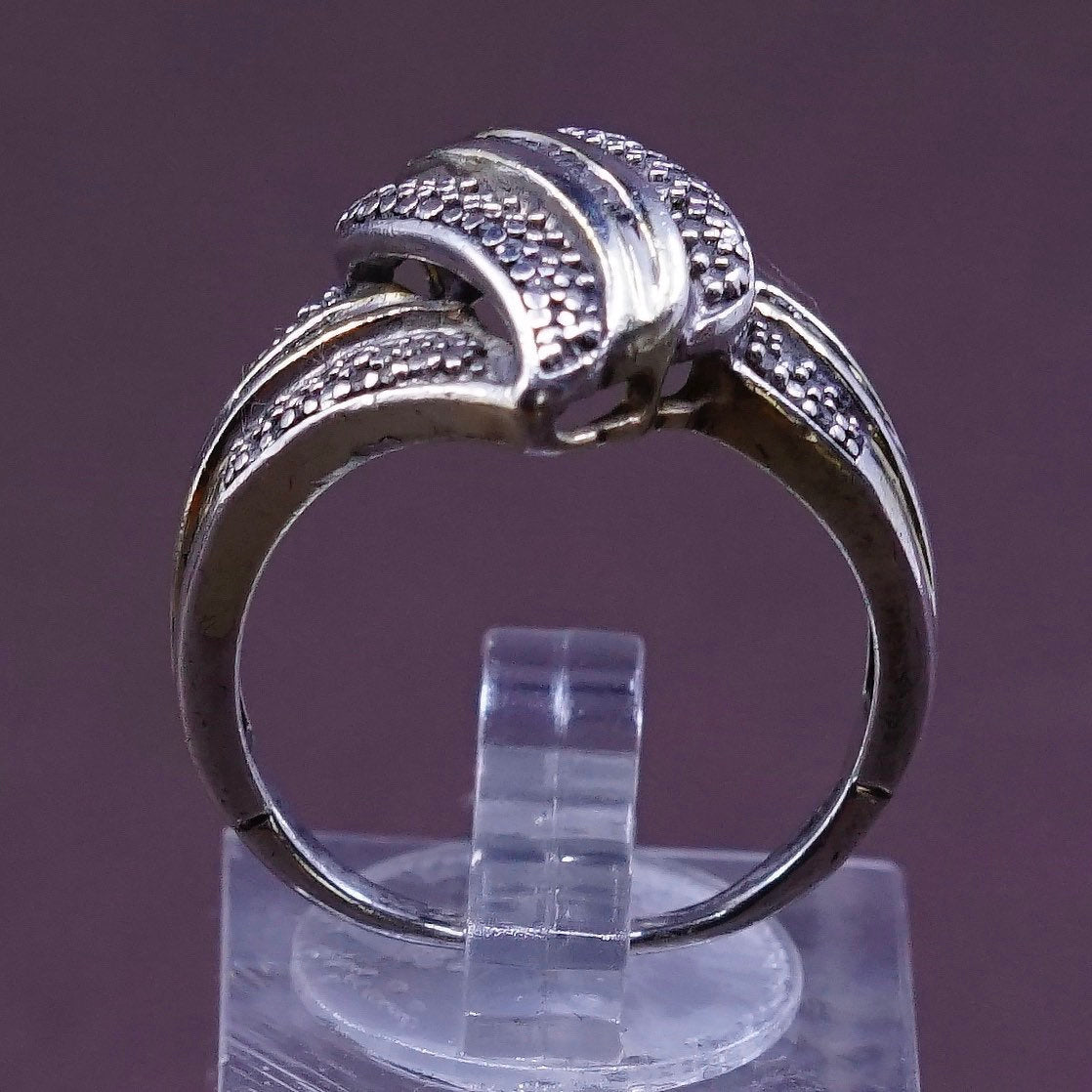 sz 8, vtg vermeil Sterling silver cocktail ring, 925 w/ diamond