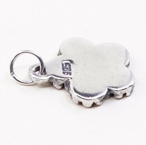 Vintage sterling silver handmade pendant, 925 Bali flower Charm, stamped 925
