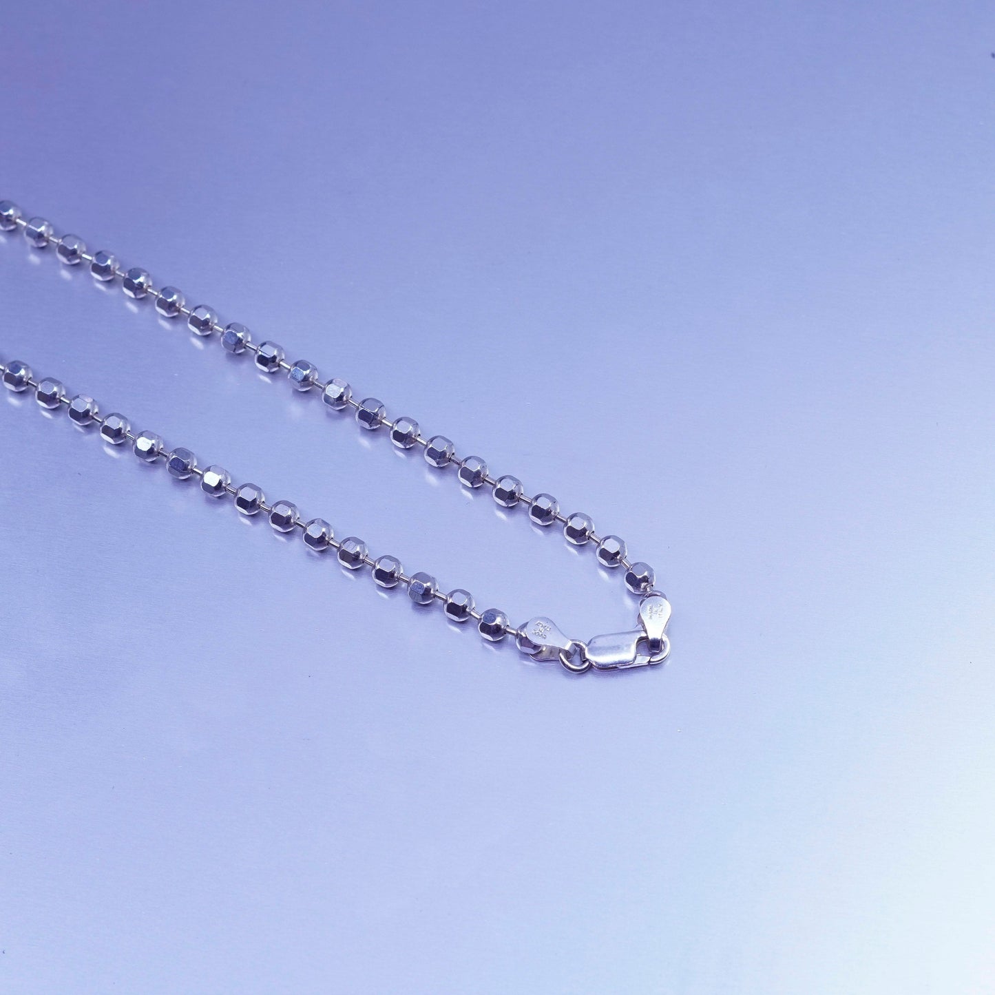 30” 3mm, vintage Italy Milor Sterling 925 silver bead chain necklace