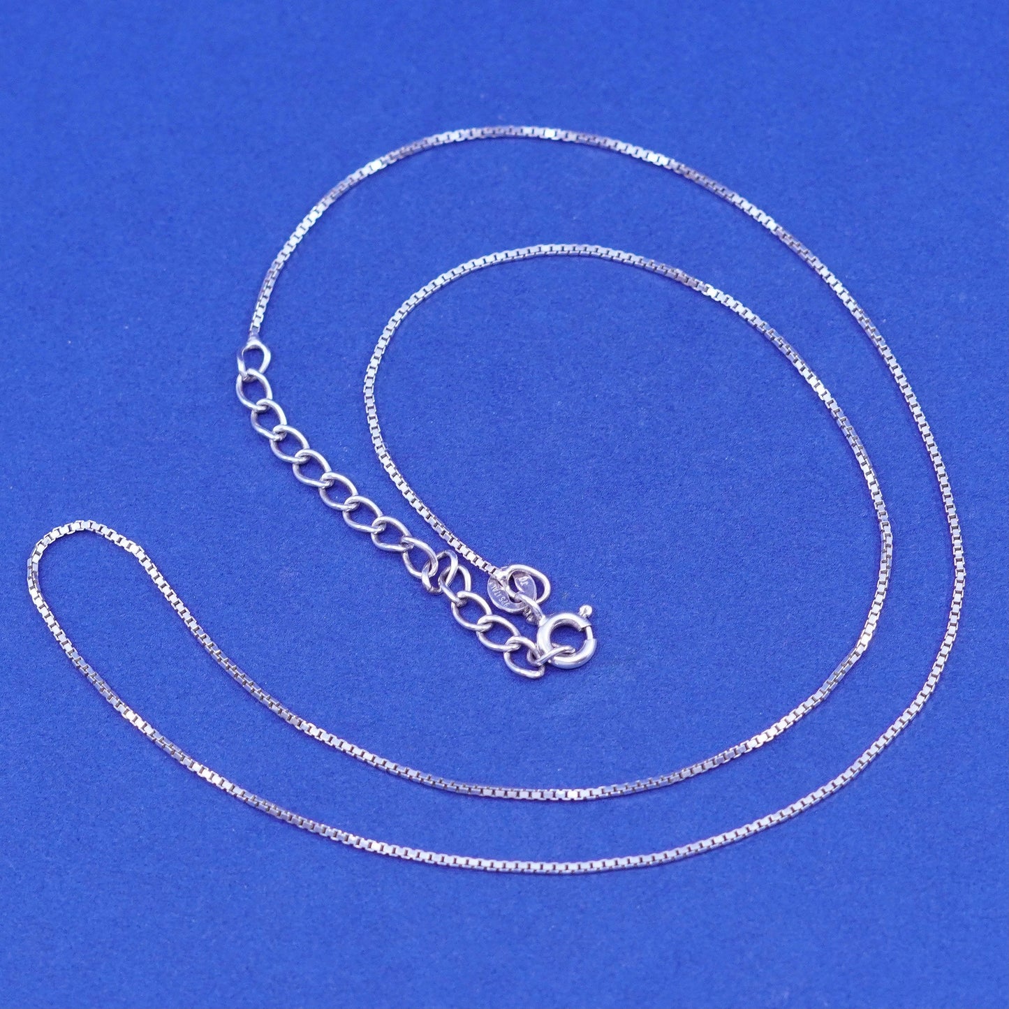 16+2”, 1mm, vintage Sterling silver necklace, 925 box chain