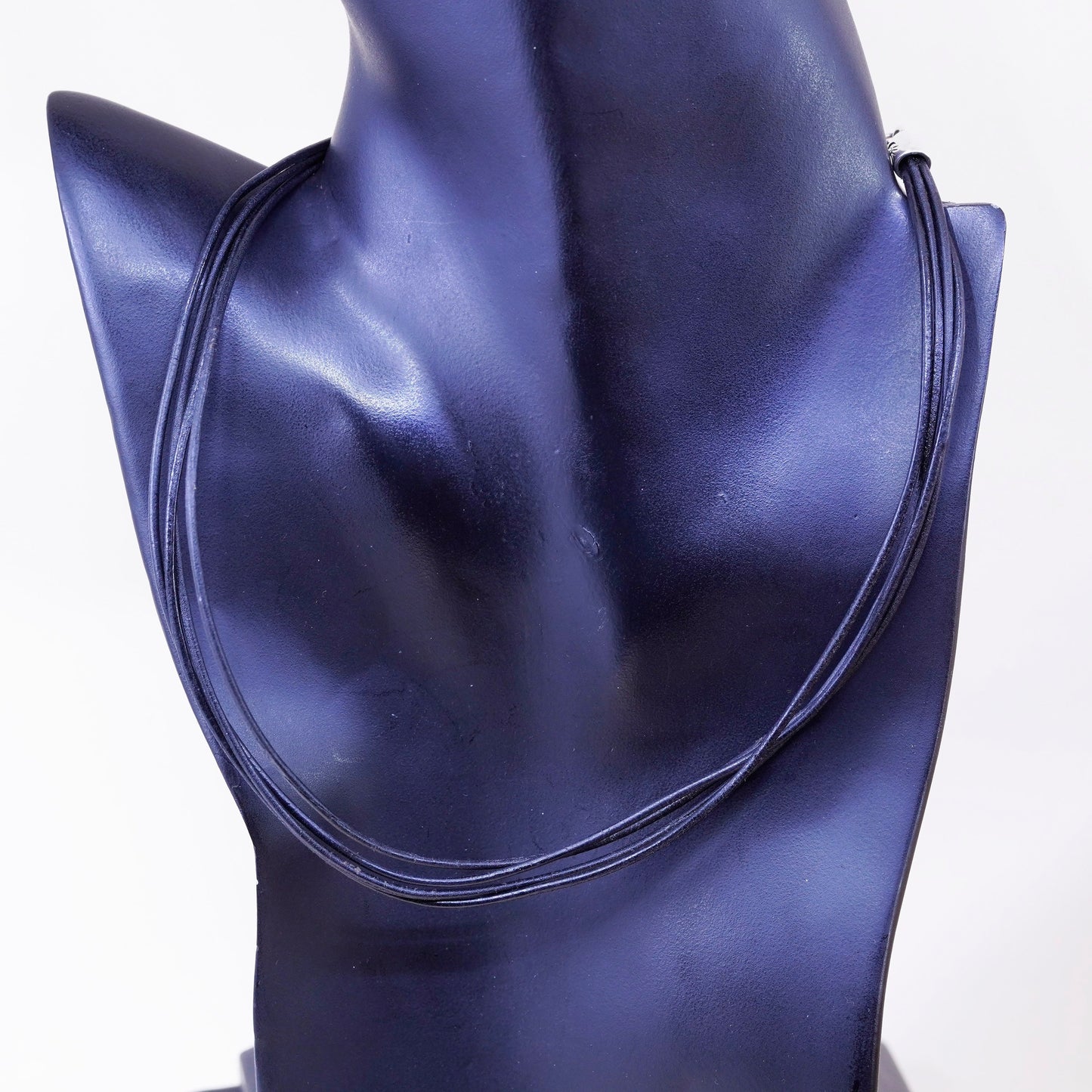 15+3”, silpada necklace triple strands black leather choker sterling 925 silver