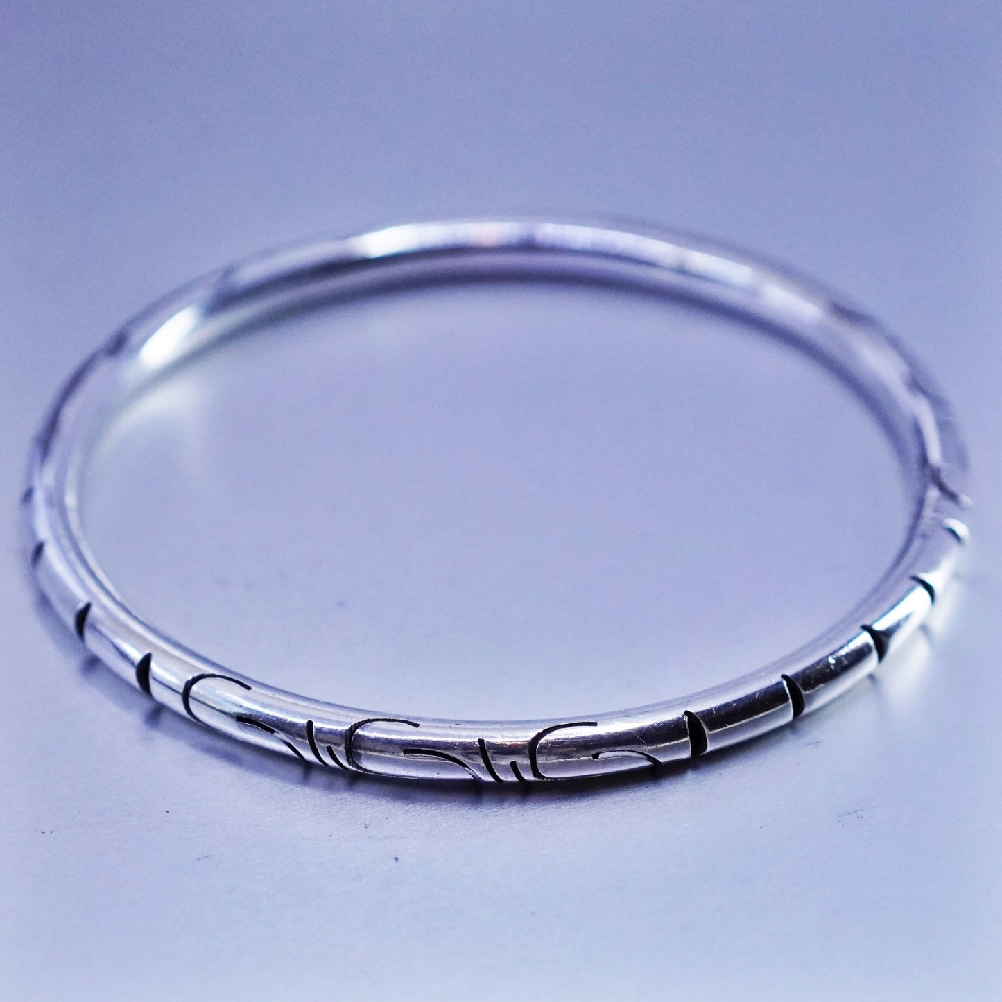 8”, Vintage Sterling 925 silver handmade bracelet, textured bangle