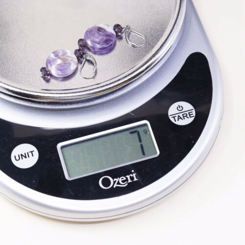 Vtg STERLING 925 SILVER Modern Handmade earrings with Fluorite dangles