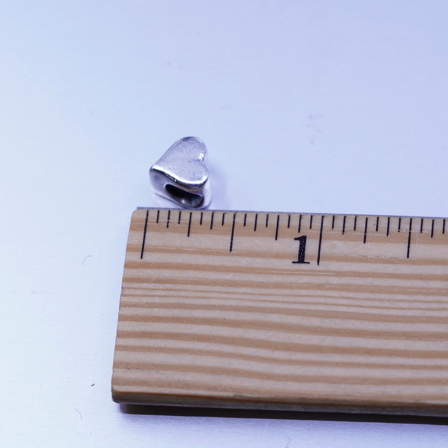 Antique Sterling silver handmade simple 925 heart bead