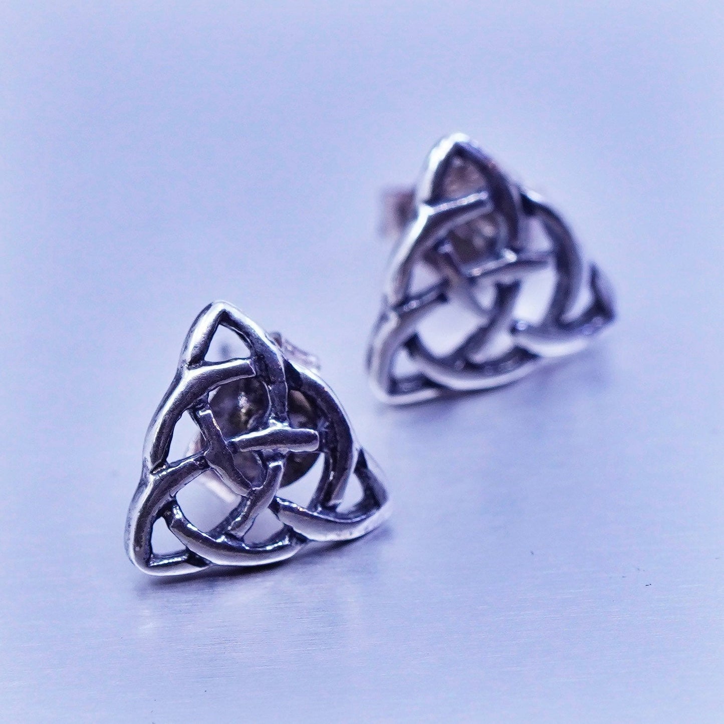 Vintage Sterling 925 silver handmade earrings, Irish Celtic knot studs