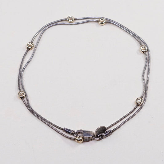 16”, Silpada Saturn Necklace N0673 Sterling Silver 14k Yellow Gold Necklace