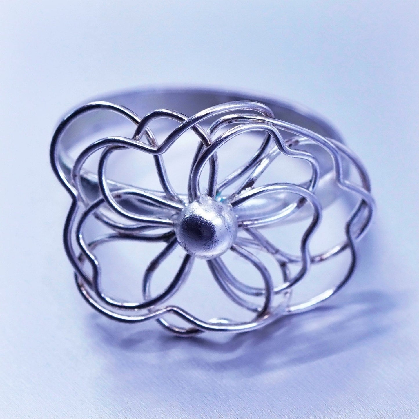 Size 9, vintage southwestern Sterling 925 silver handmade ring, filigree band