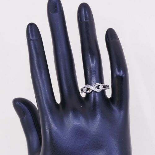 Sz 7.25, Vtg Sterling silver handmade ring, 925 silver Infinity Sumbo W/ CZ