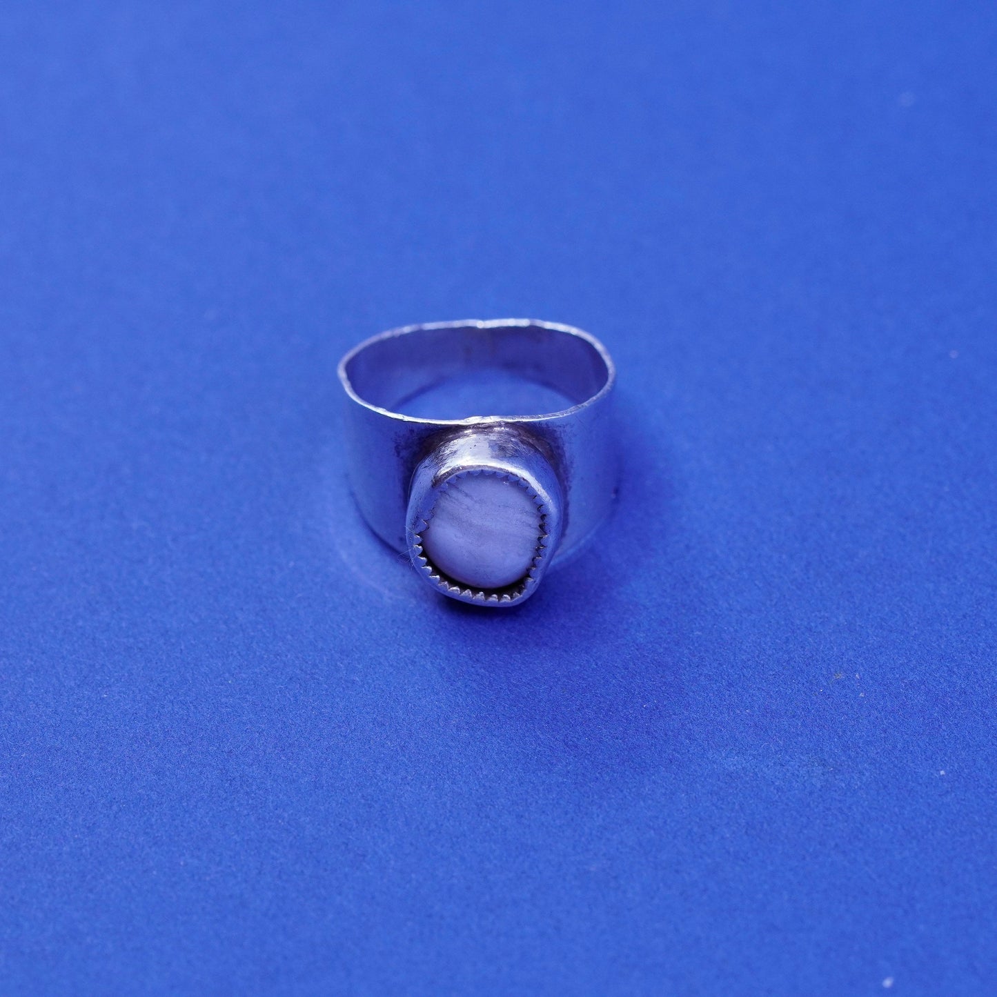 Size 7.25, vintage Sterling 925 silver handmade ring with lace agate