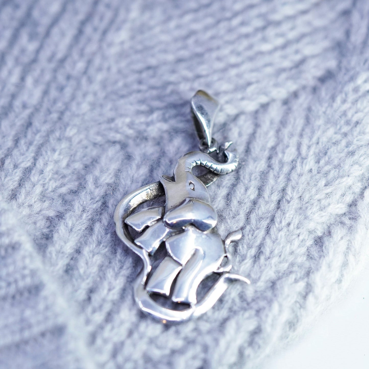Vintage Sterling silver 925 handmade elephant pendant