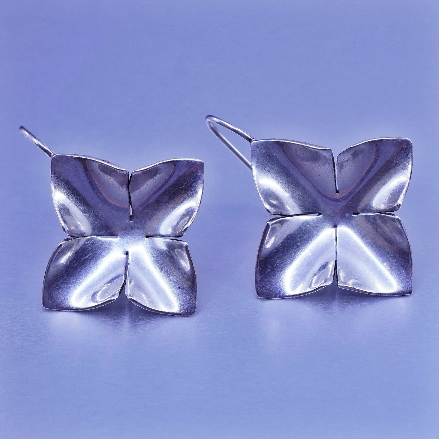 Vintage Sterling 925 silver handmade flower earrings