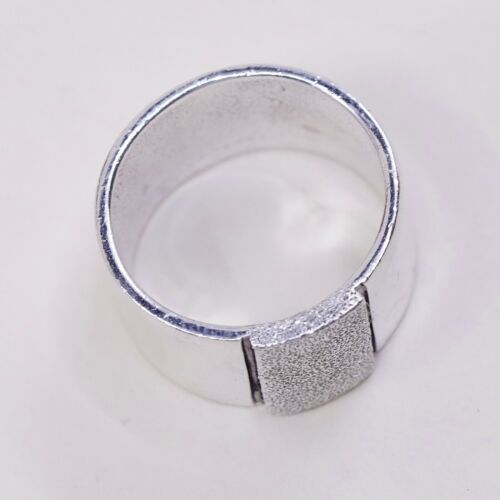 Size 6.25, Vtg Israel S Giver Sterling Silver Handmade Ring 925 Wide Band