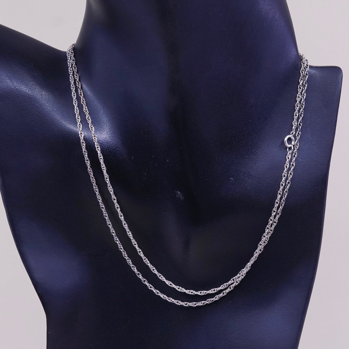 30”, 2mm, vintage Sterling silver necklace, 925 Singapore rope chain