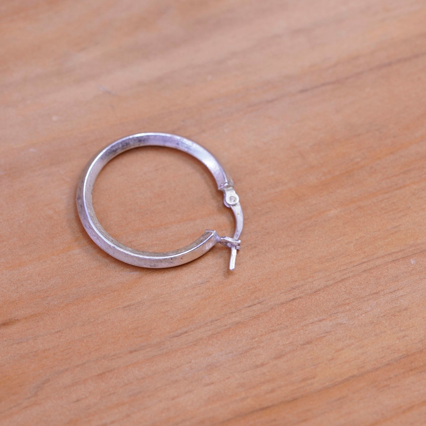 0.75”, Vintage Sterling silver handmade earrings, ribbed 925 hoops