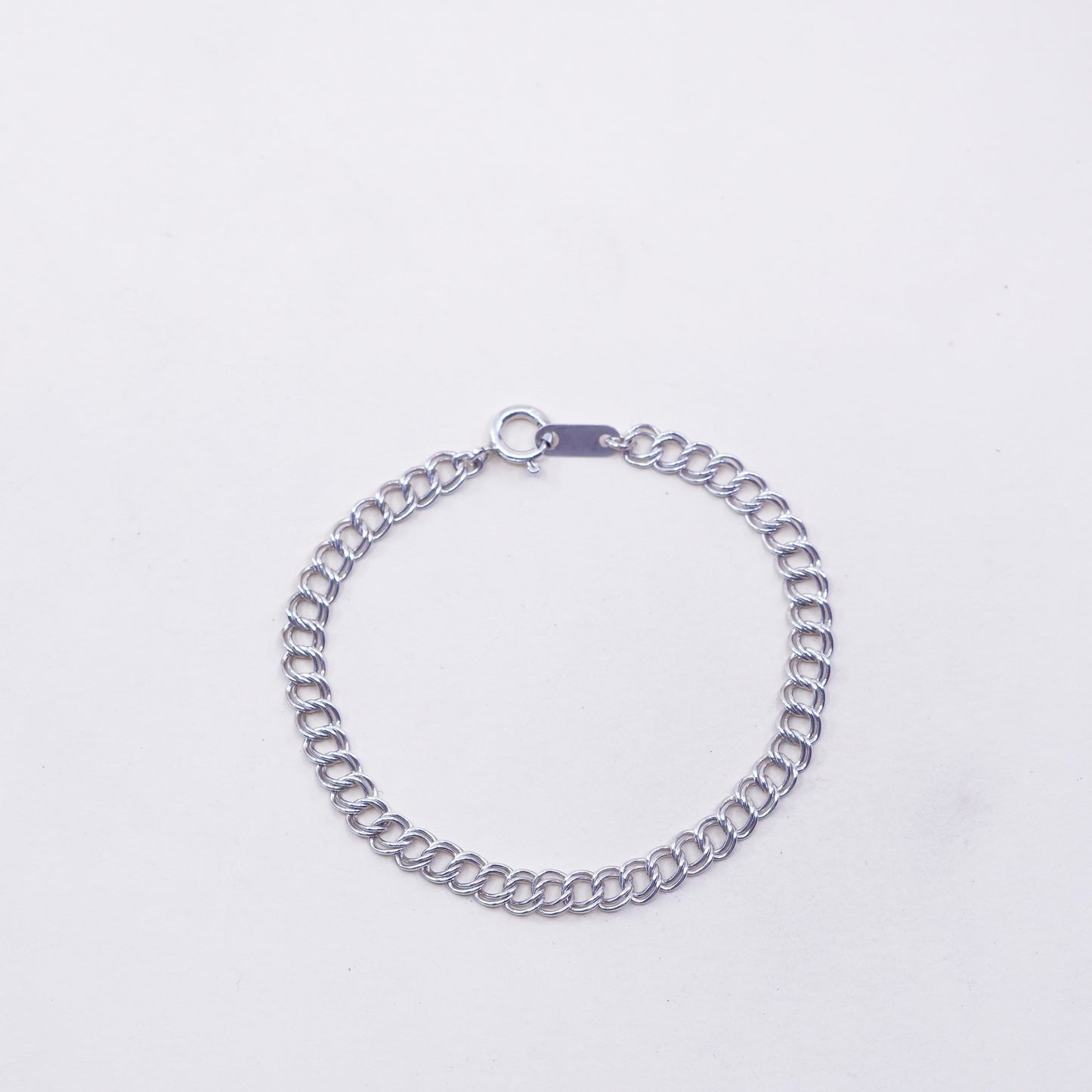 7”, 5mm, Vintage sterling silver double curb chain, 925 bracelet