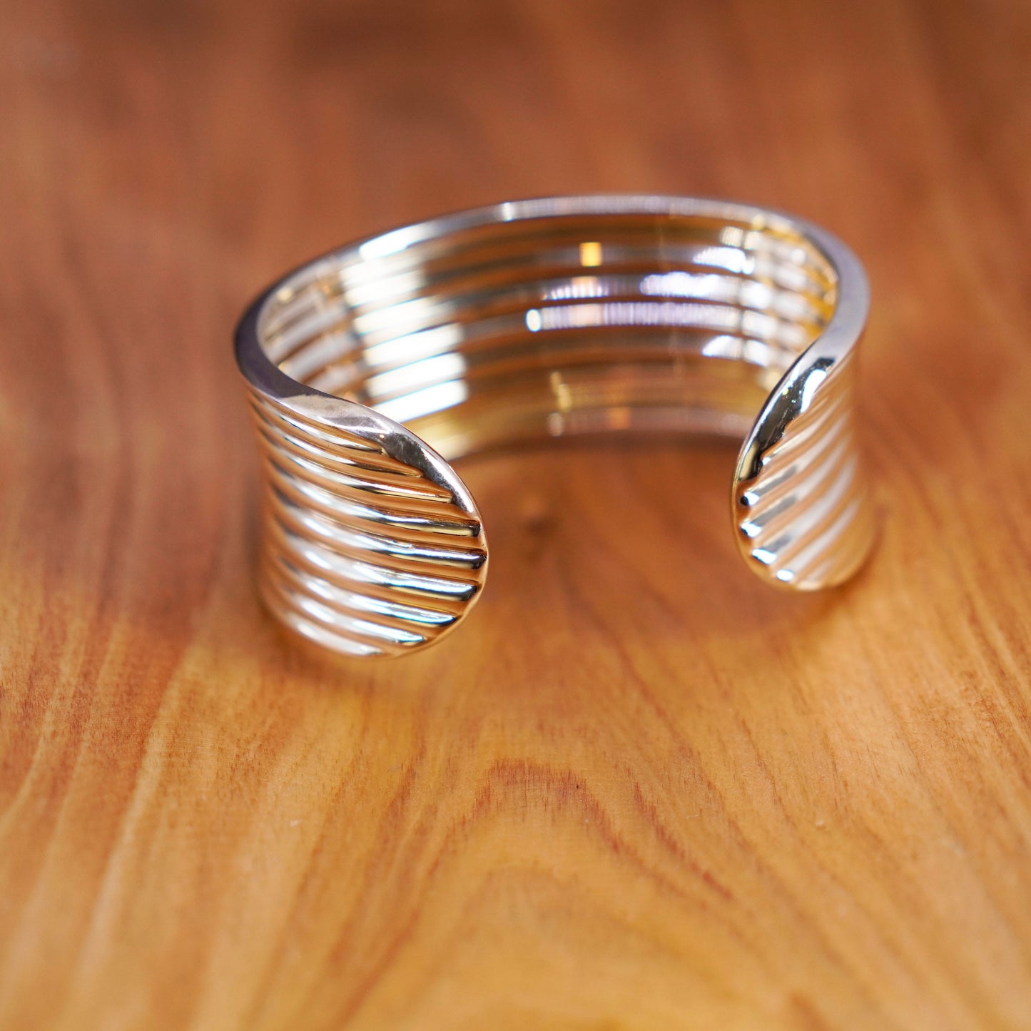 6.25”, vintage vermeil gold over Sterling silver handmade bracelet, 925 cuff