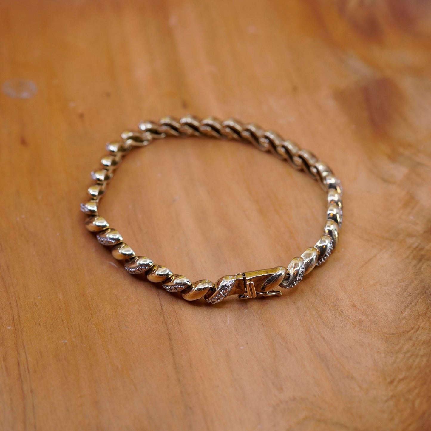 7.25”, vermeil gold over Sterling 925 silver tennis bracelet San Marco diamonds