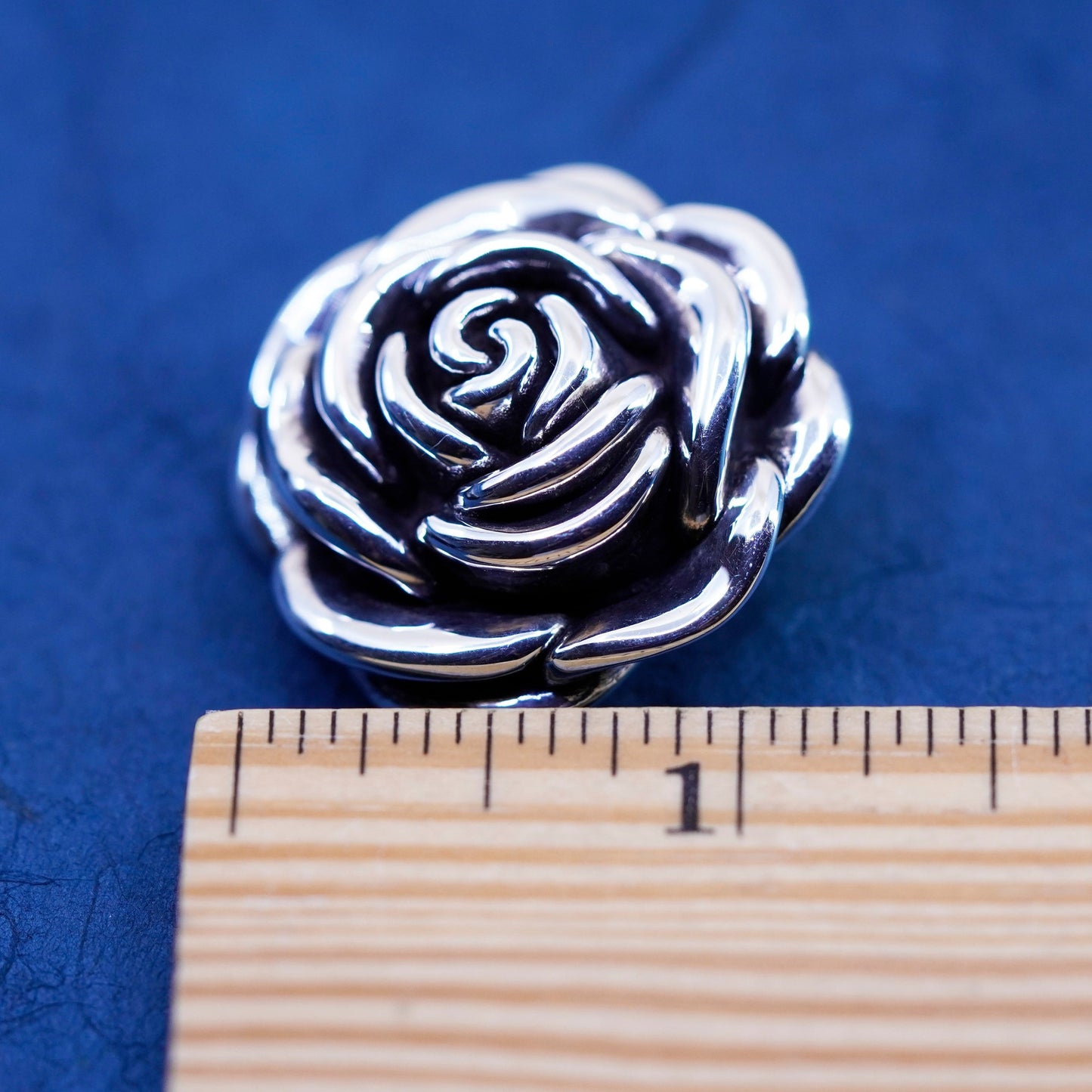 Vintage Sterling silver handmade pendant, 925 rose flower