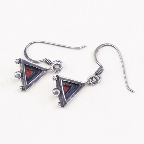 Amazing Southwestern handmade Sterling Silver earrings, 925 Carnelian Dangles
