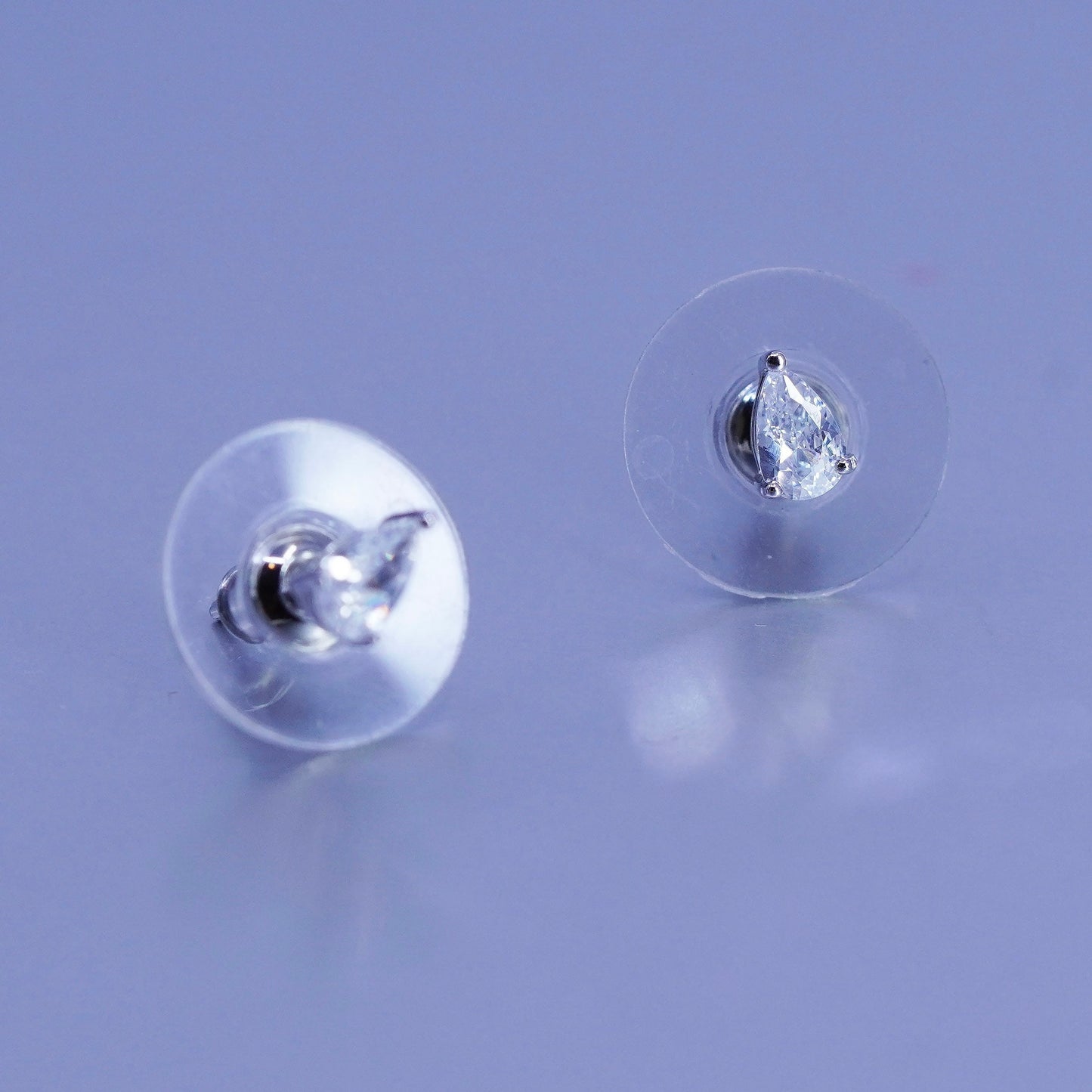 Vintage Sterling 925 silver handmade earrings, teardrop cz studs