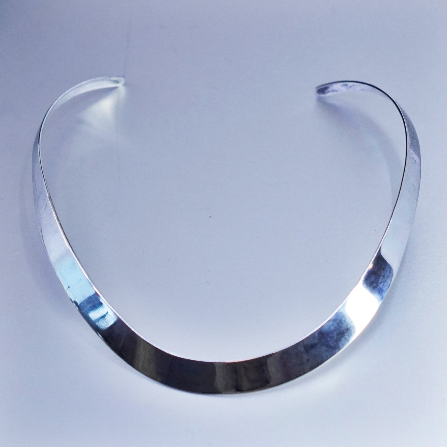 14”, vintage Sterling 925 silver handmade wide choker collar necklace