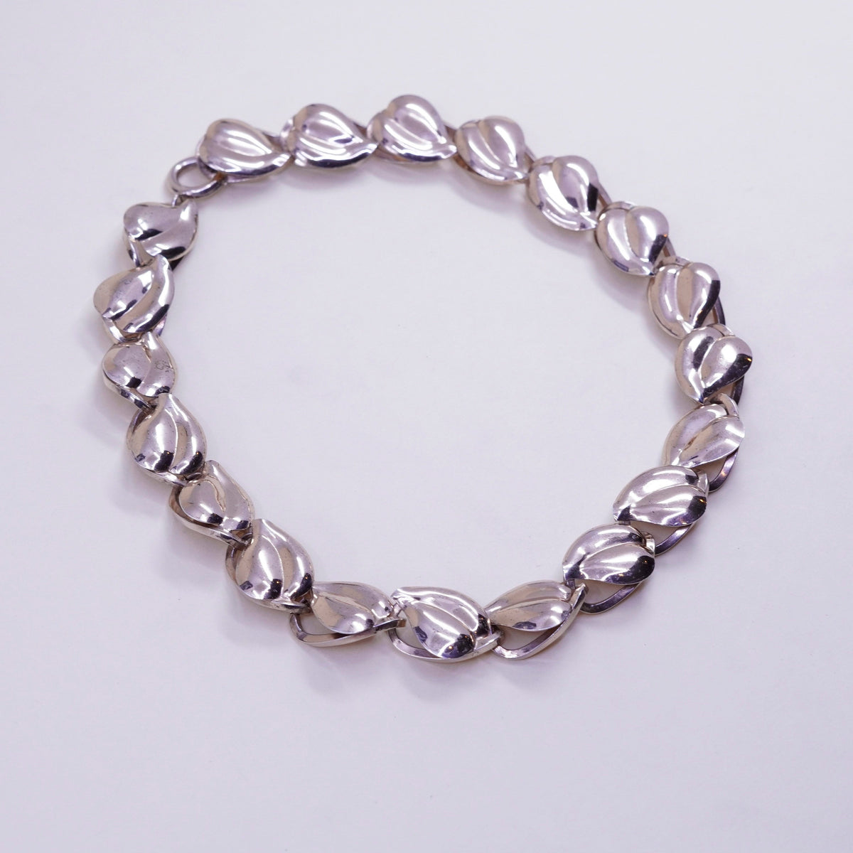 16”, 1950s Napier rose gold over sterling silver necklace, 925 leaf link chain