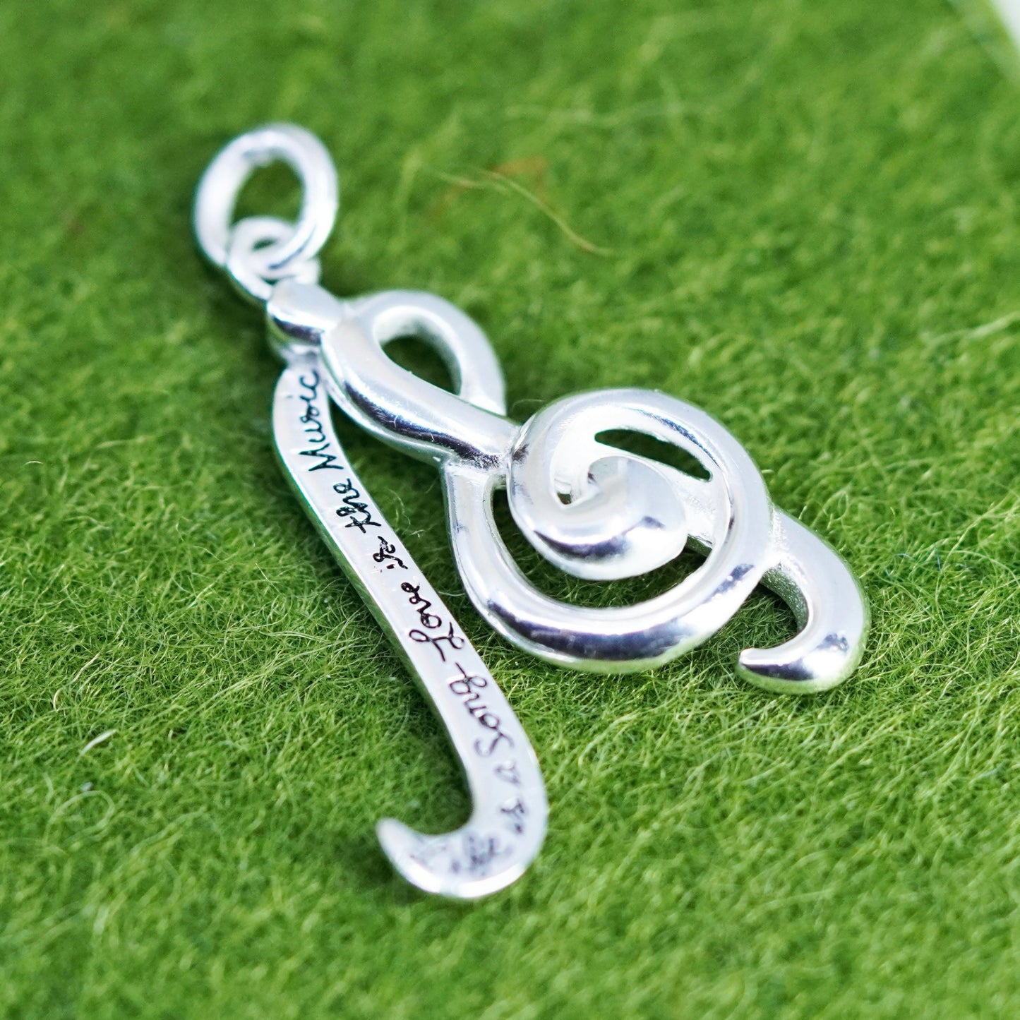 sterling silver pendant, 925 music note “life is a song, love ”, melody charm