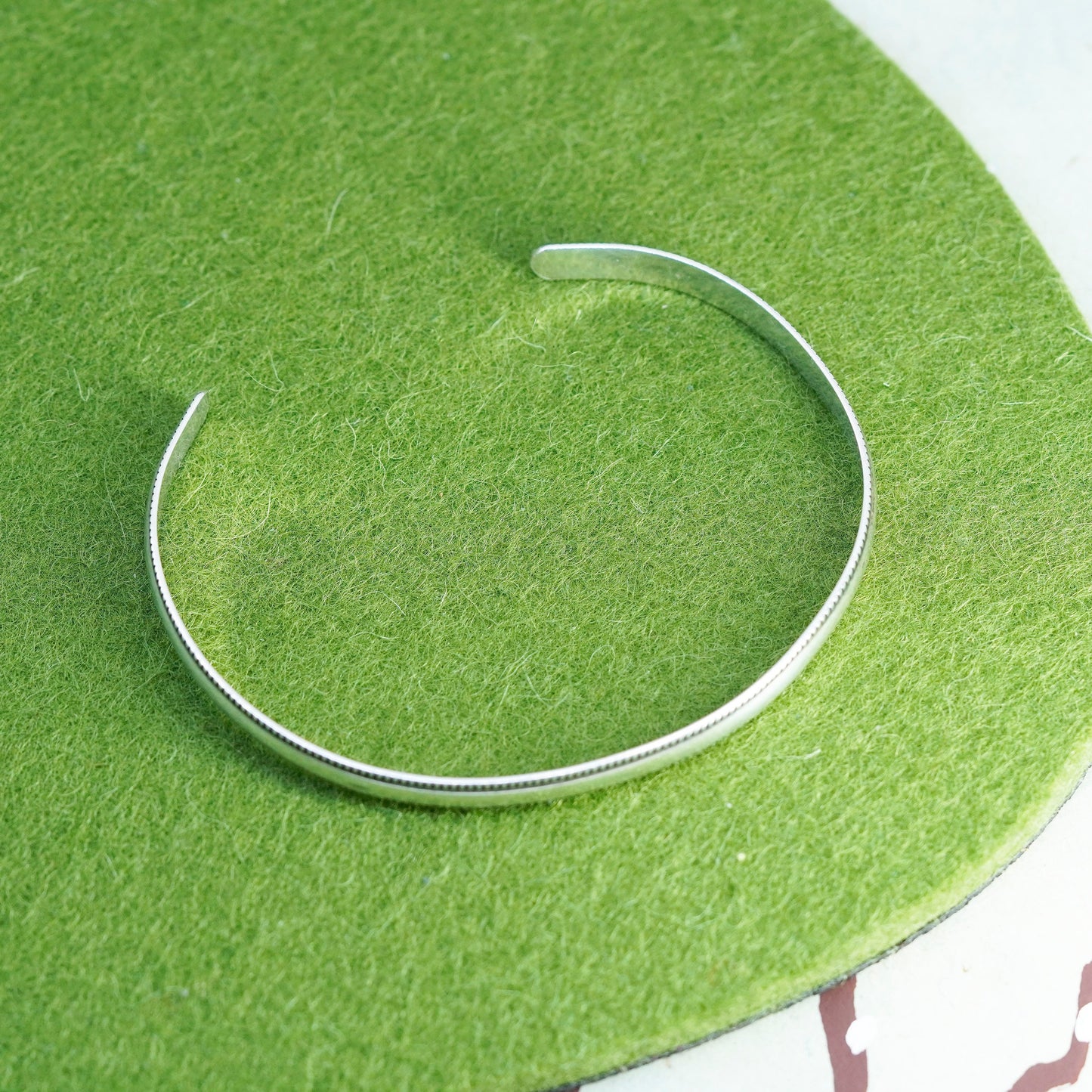 7.25”, vintage Sterling silver handmade cuff, 925 braided woven cable bracelet