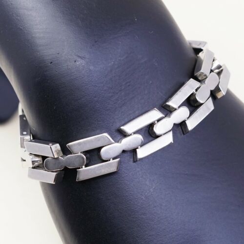 7”, Vtg Mexico Sterling 925 Silver Handmade Tennis Bracelet, Stamped Sterling