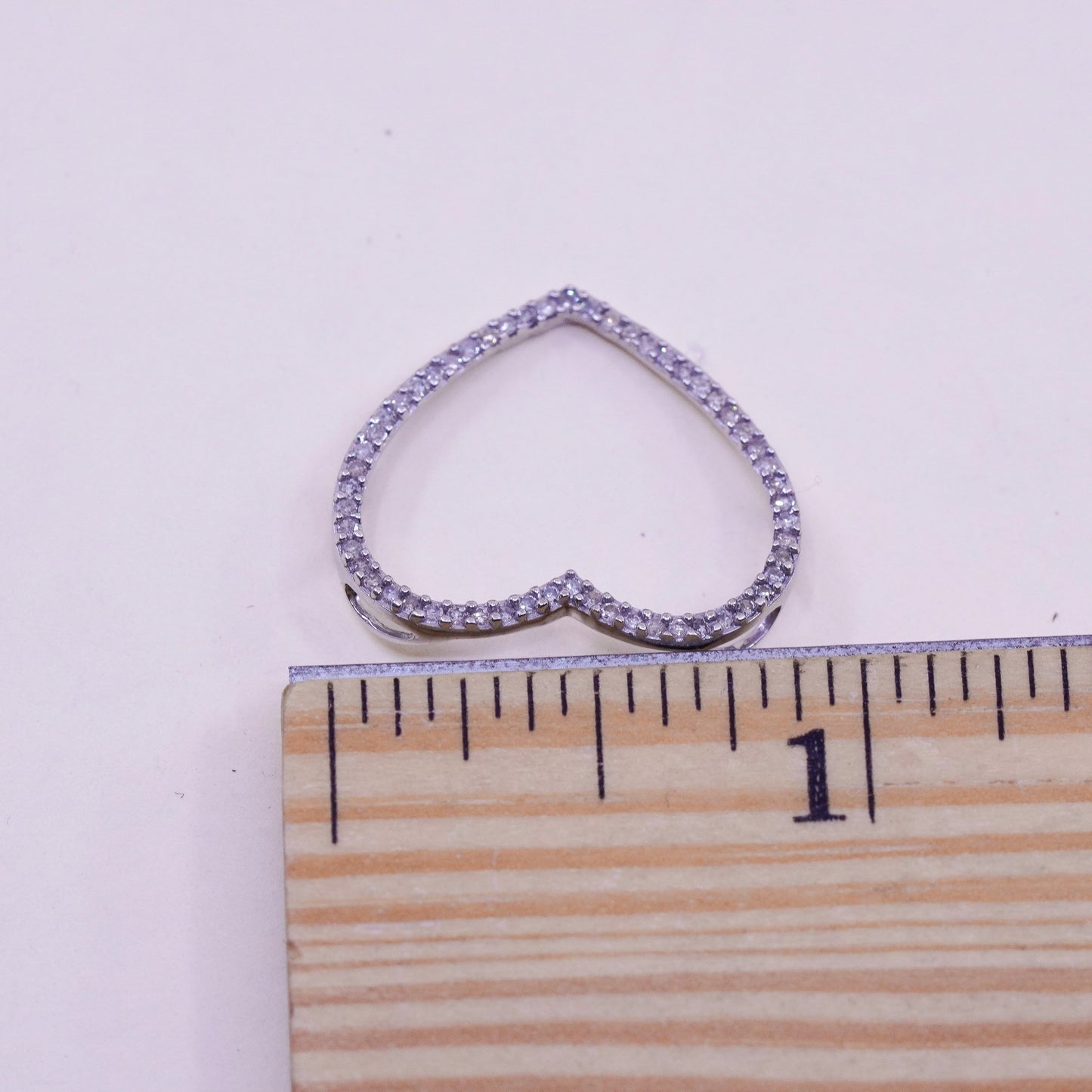 0.9g, 10K white gold Pendant, solid real gold heart Pendant genuine diamond
