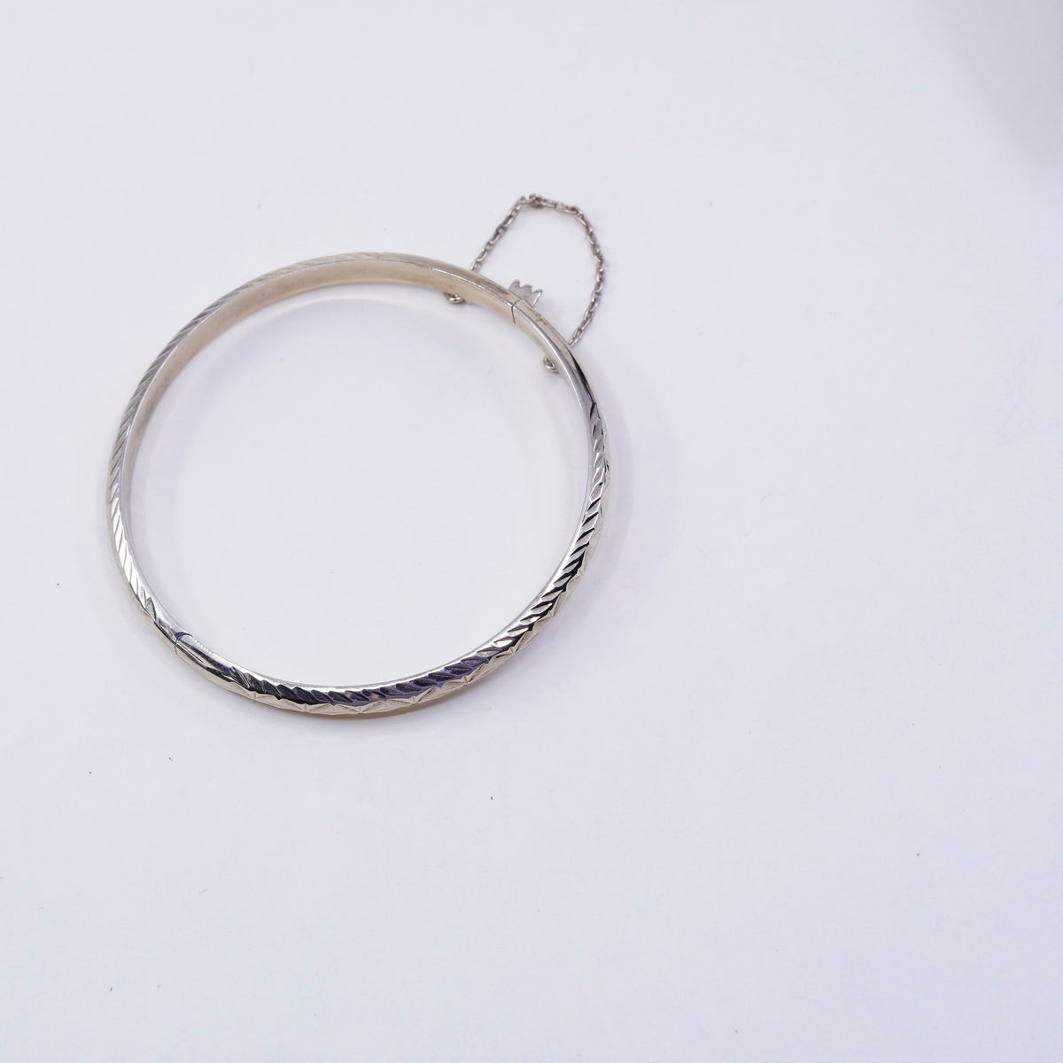 7.5”, gold vermeil sterling silver bracelet, textured 925 hinged bangle