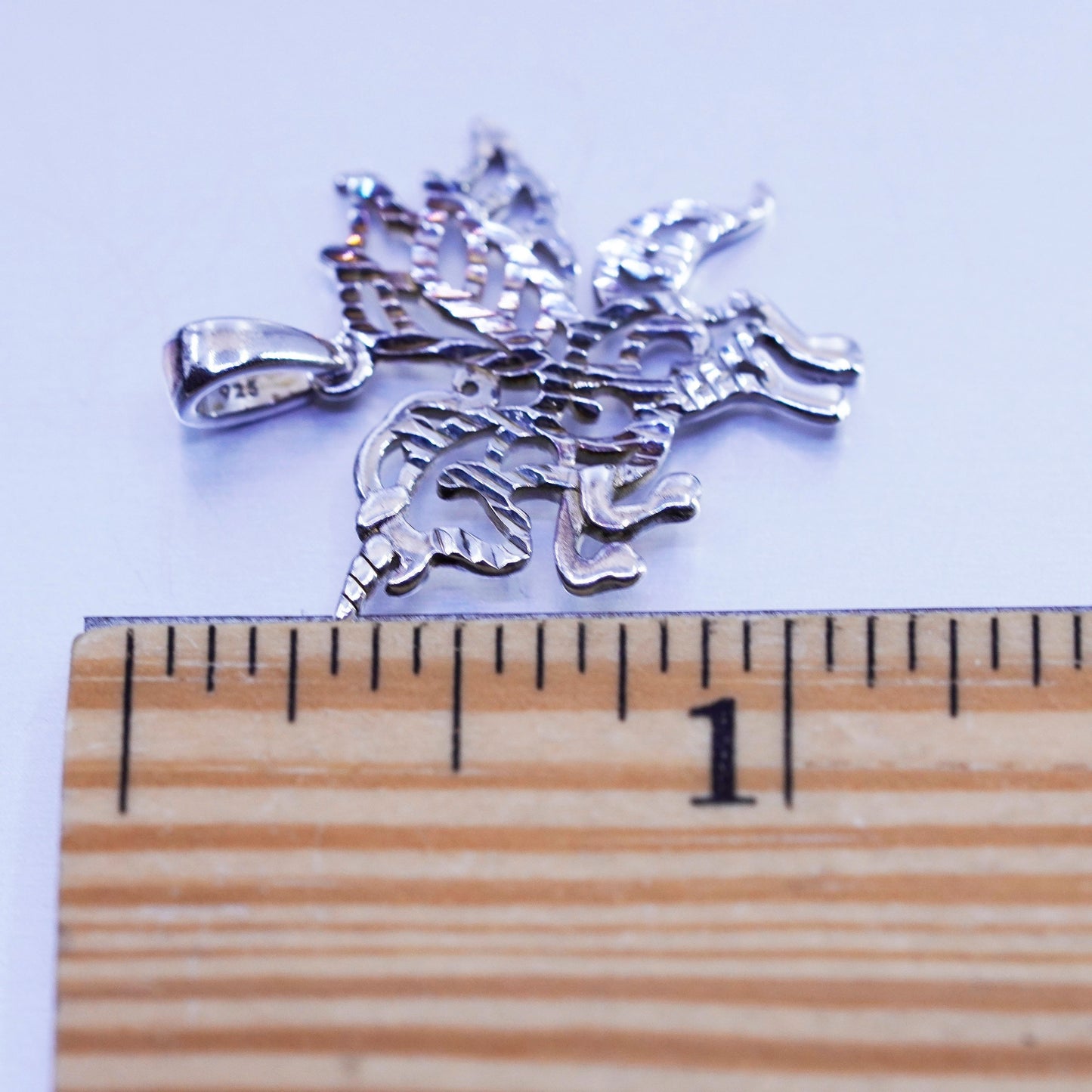 Antique Sterling silver 925 textured unicorn charm pendant