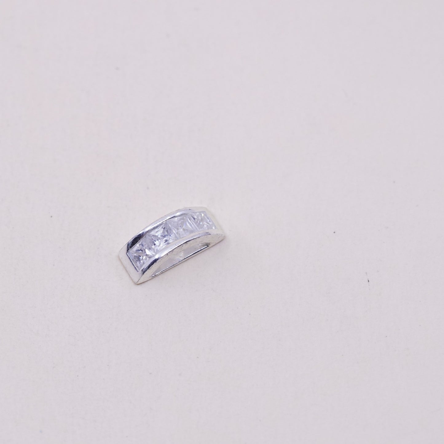 Vintage sterling silver cz crystal pendant, 925 handmade pendant