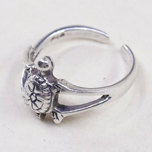 Size 3 Shube Mexico Sterling 925 Silver Handmade Sea Turtle Open Band Ring