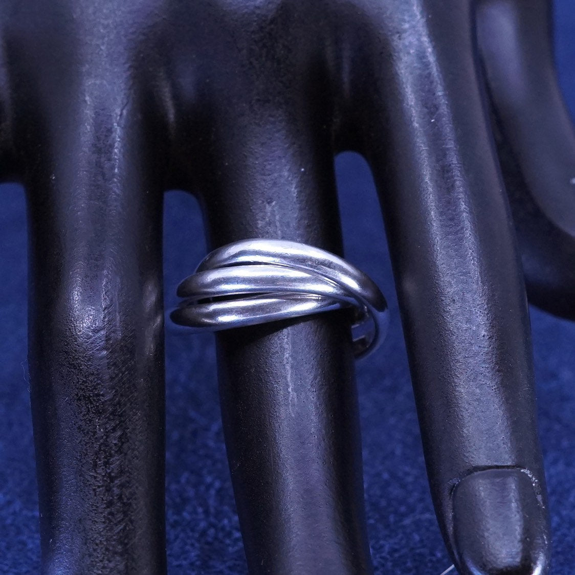 sz 6.25, vtg Sterling silver handmade ring, 925 entwined band