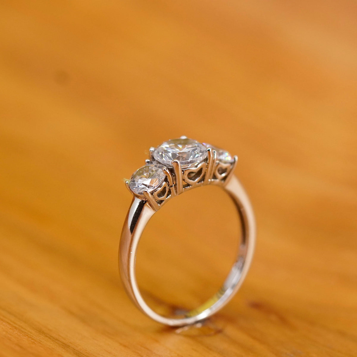 Size 8.25, vintage Sterling 925 silver anniversary ring with clear cz