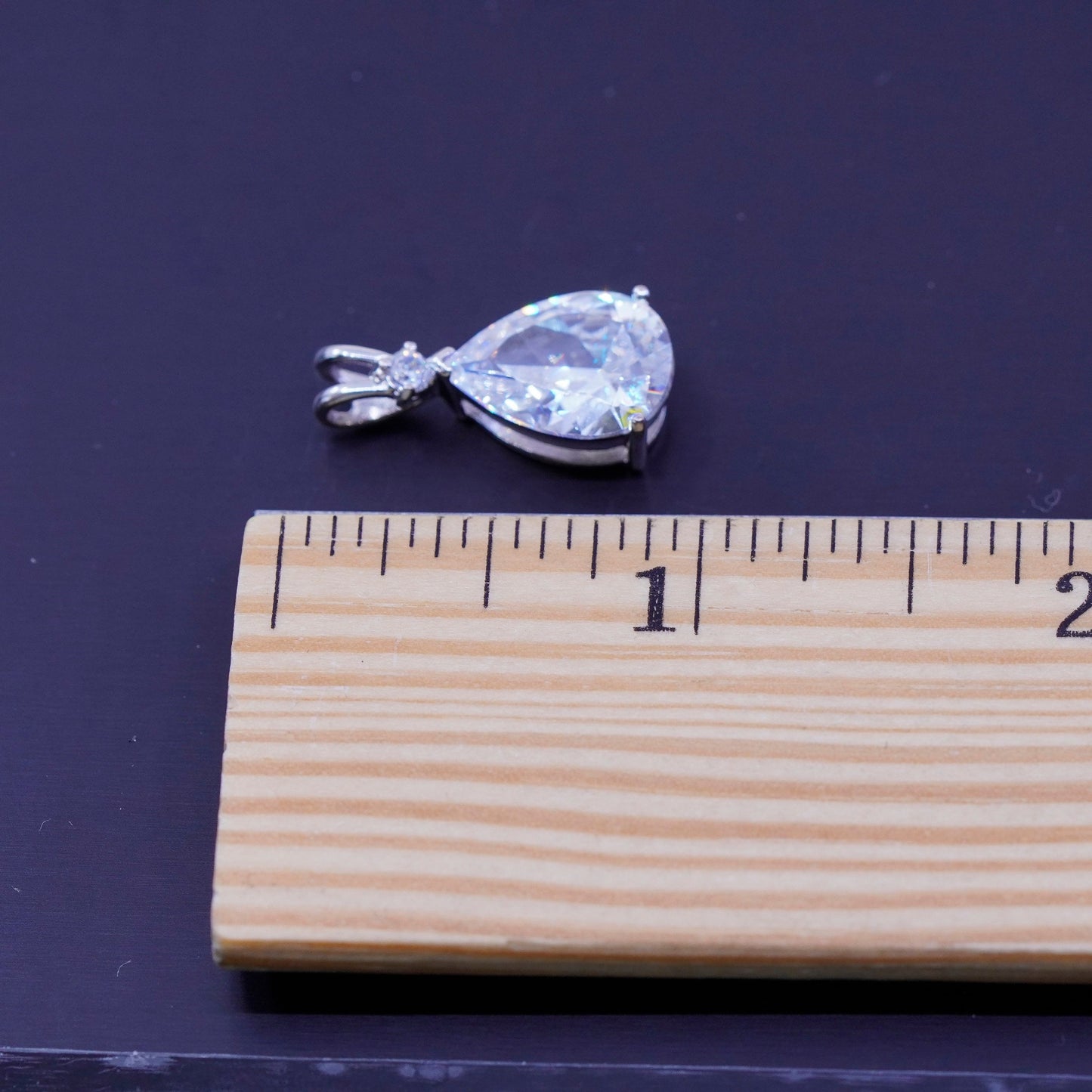 antique sterling 925 silver pendant with teardrop Cz