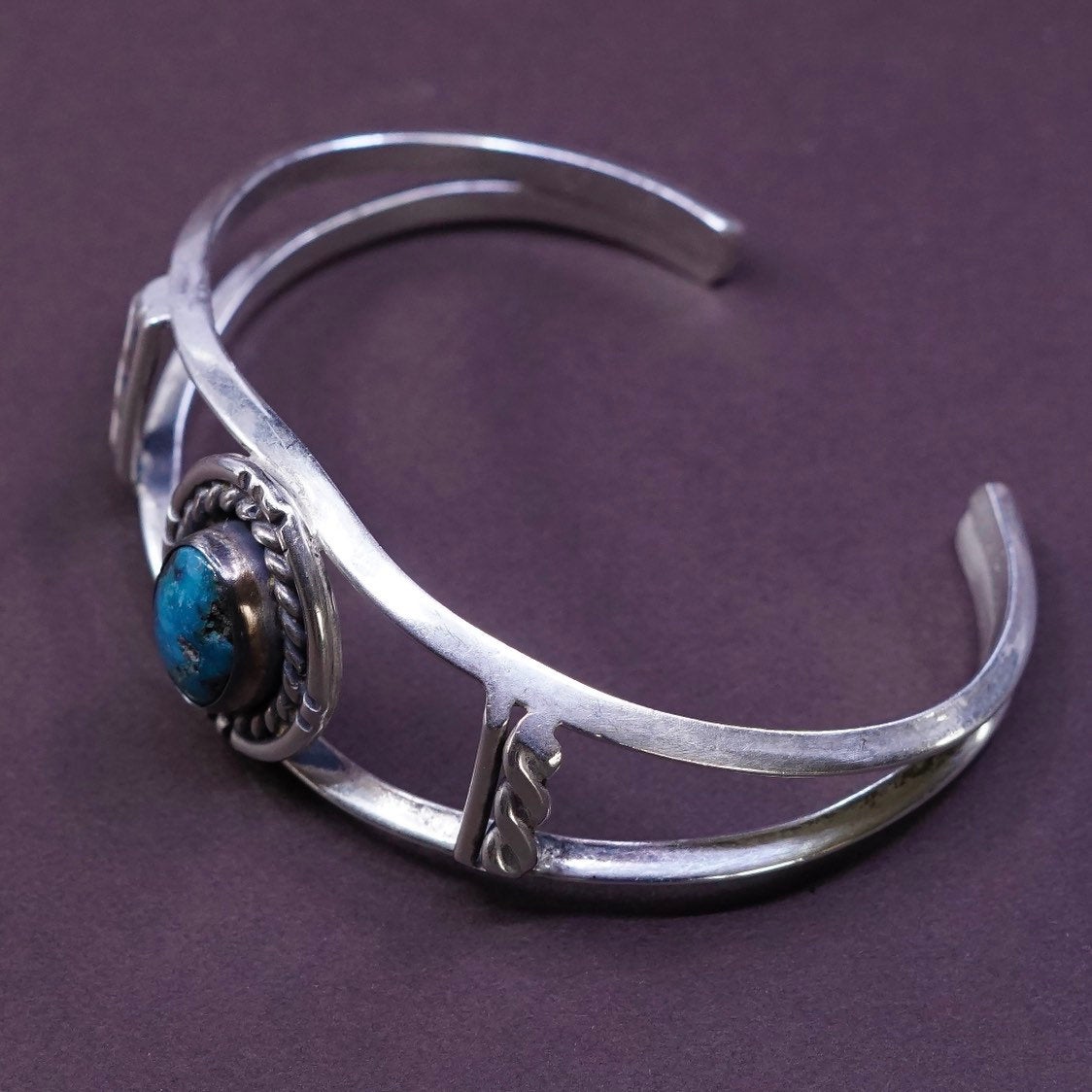 6.25”, vtg Navajo Sterling silver handmade bracelet, southwestern 925 cuff