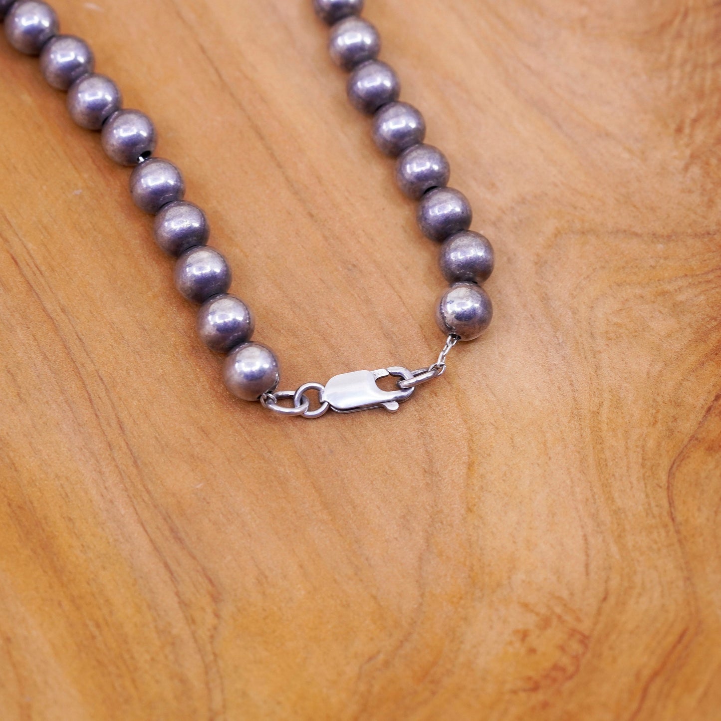 20” 7mm, vintage Sterling silver handmade necklace, 925 bead chain