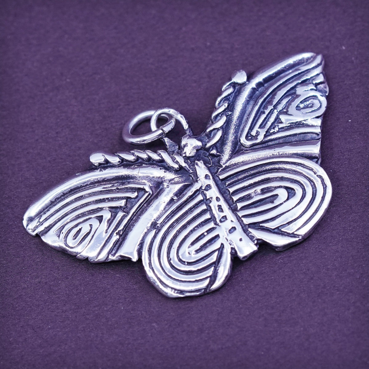 Vintage mexico Sterling 925 silver handmade pendant, filigree butterfly pendant