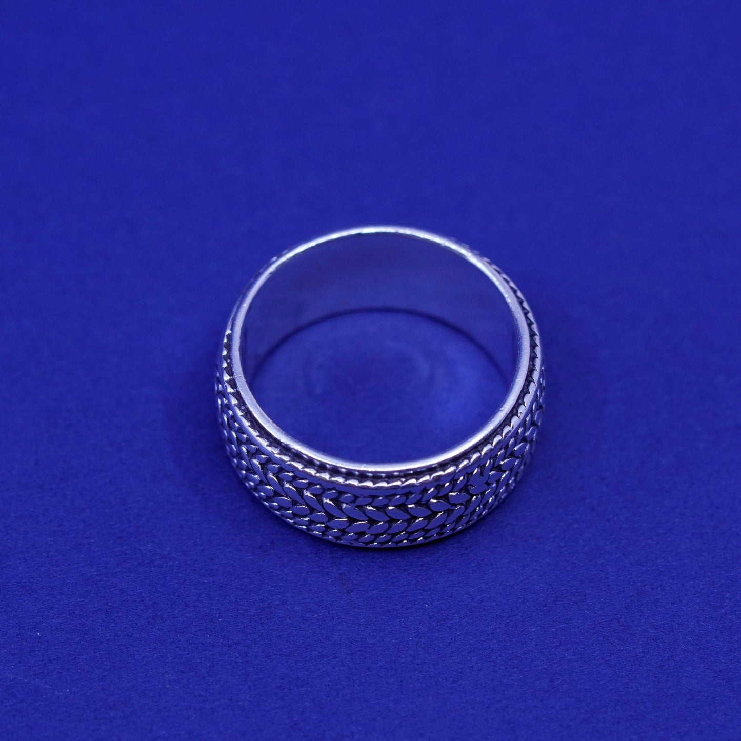 Size 6.5, vtg Sterling silver handmade woven braided textured ring, 925 band
