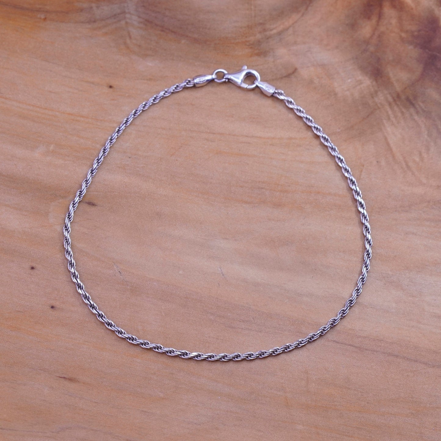 9”, 2mm, Vintage Sterling 925 silver handmade rope bracelet, anklet