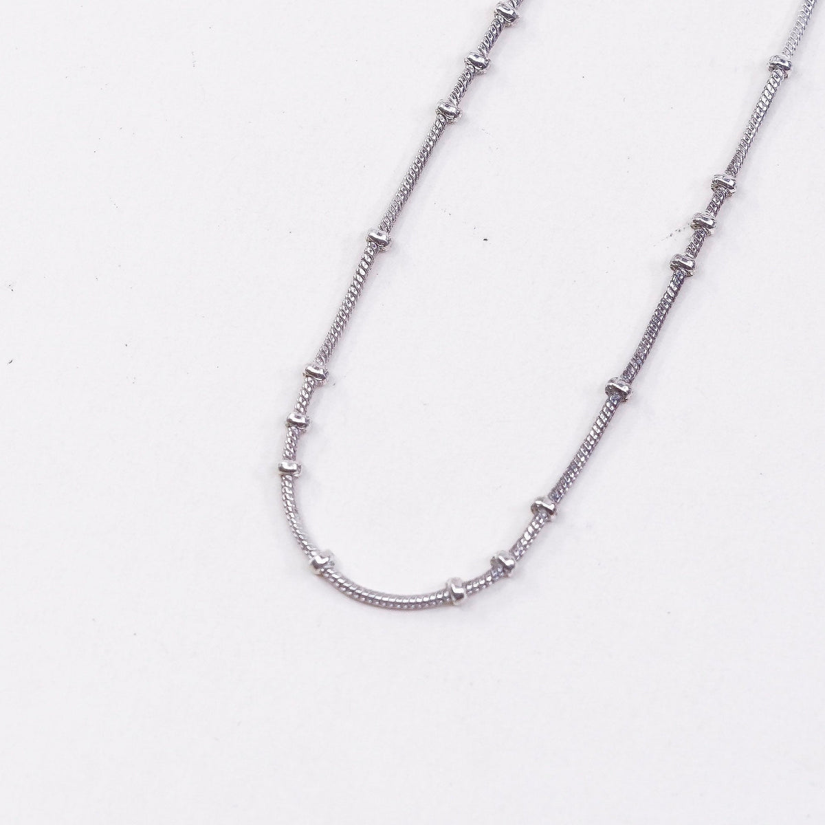 9.75”, VTG Handmade sterling silver anklet, italy 925 snake chain w/ beads