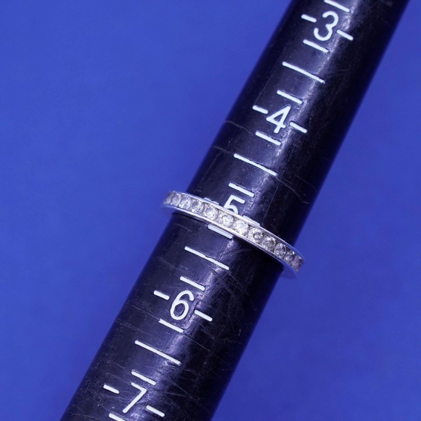 Size 5, vintage Sterling silver engagement ring, 925 band with clear cz inlay