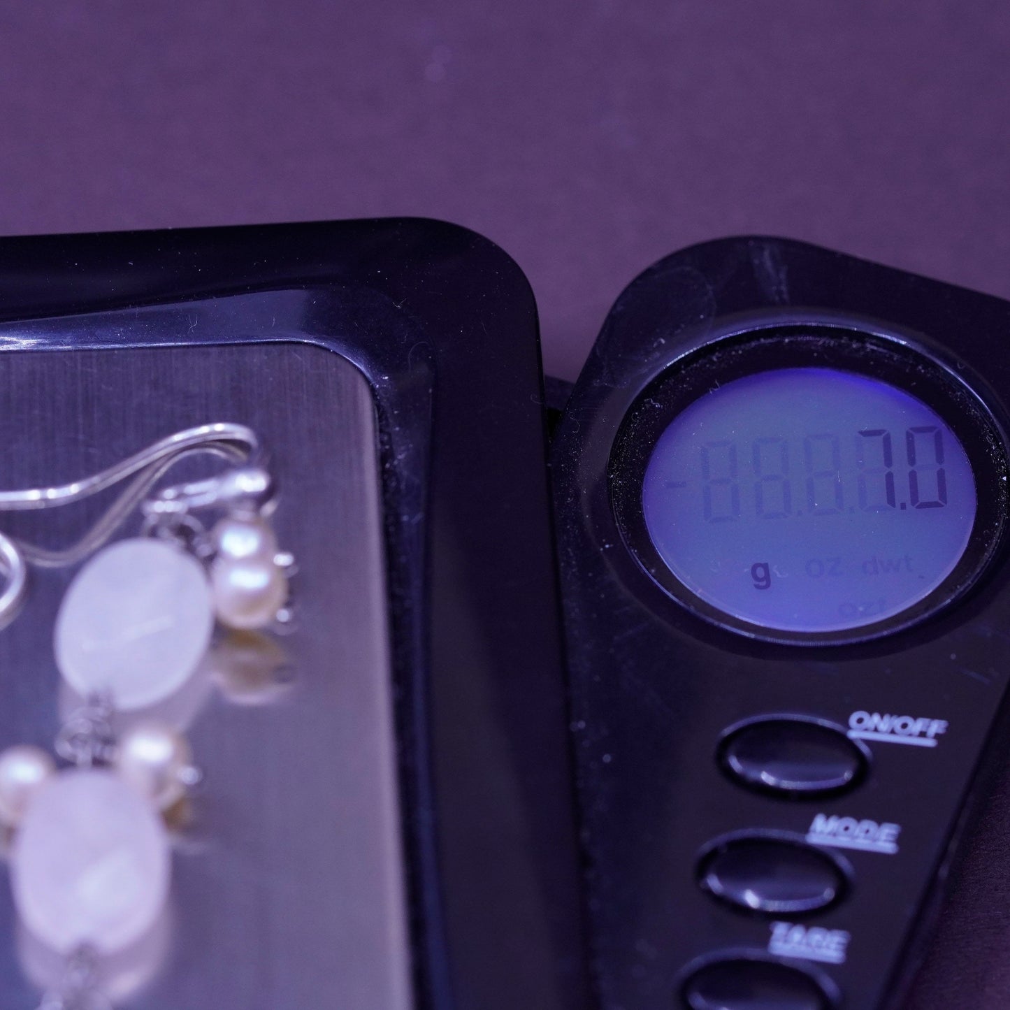 Vintage Mexico Sterling 925 silver handmade earrings w/ pink rose quartz pearl